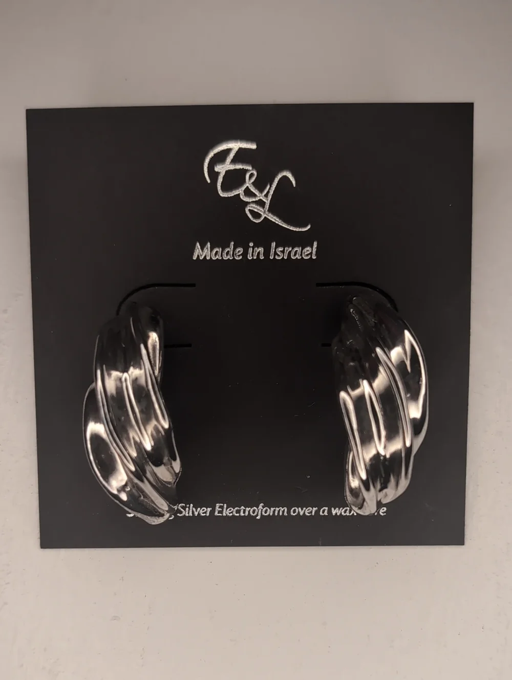 Electroform Silver Twisted Earrings - Silver - Picture 1 of 4
